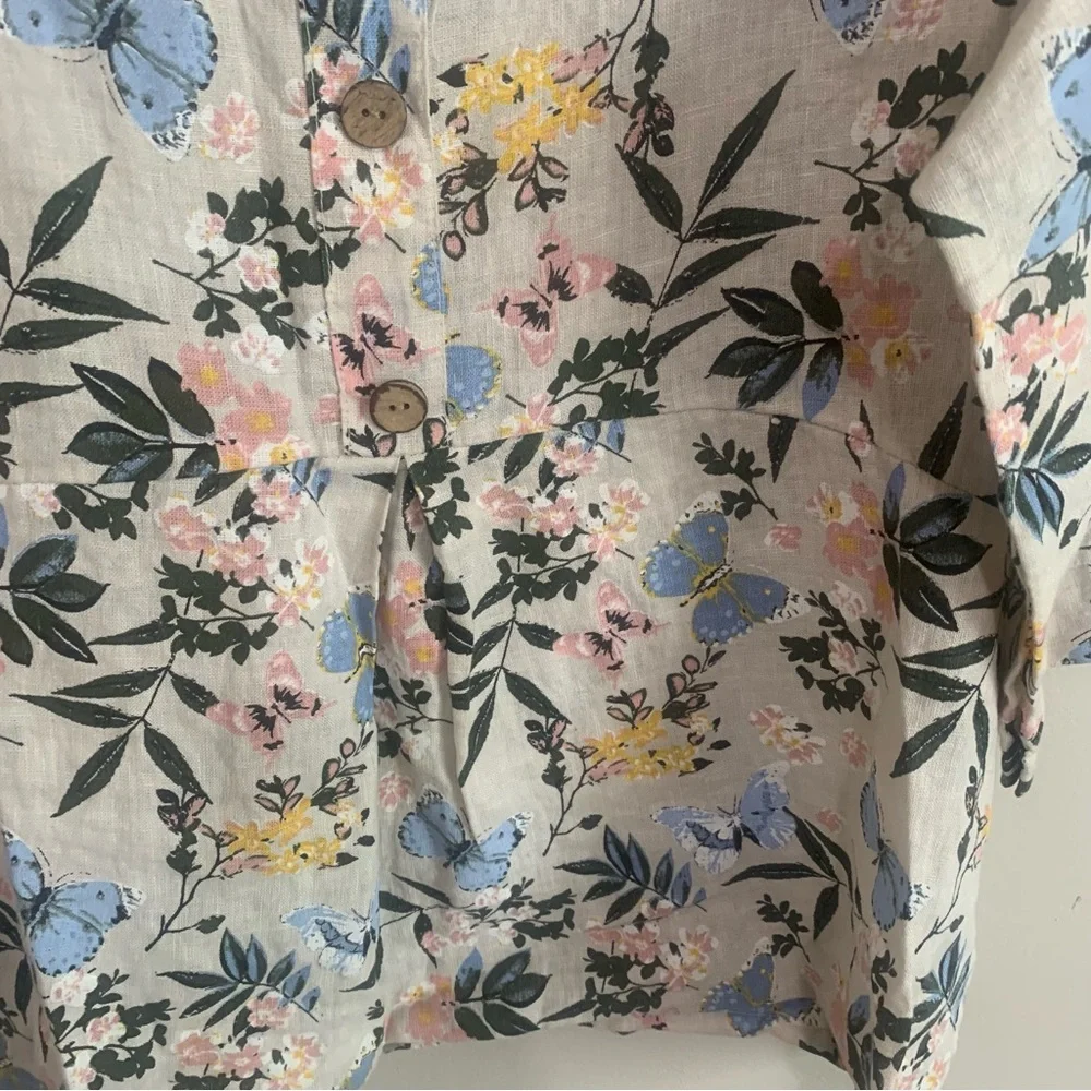 Laura Bianchi Italy Floral 100% Linen Tunic Top - Picture 3 of 11